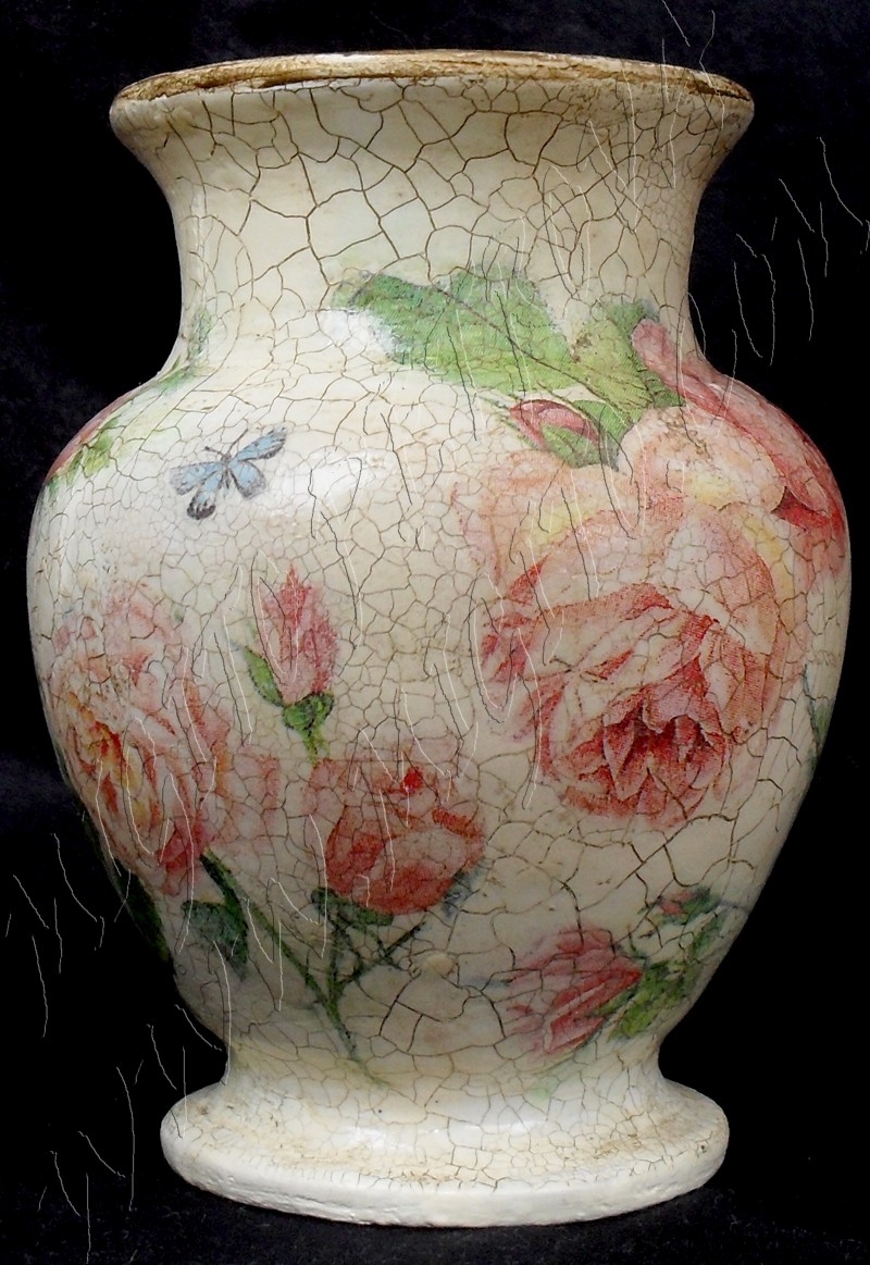 Rose on vase decoupage 2