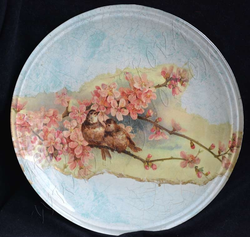 Чиния с птици 2 декупаж