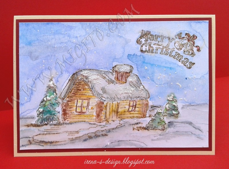 Новогодишна картичка с къщичка 