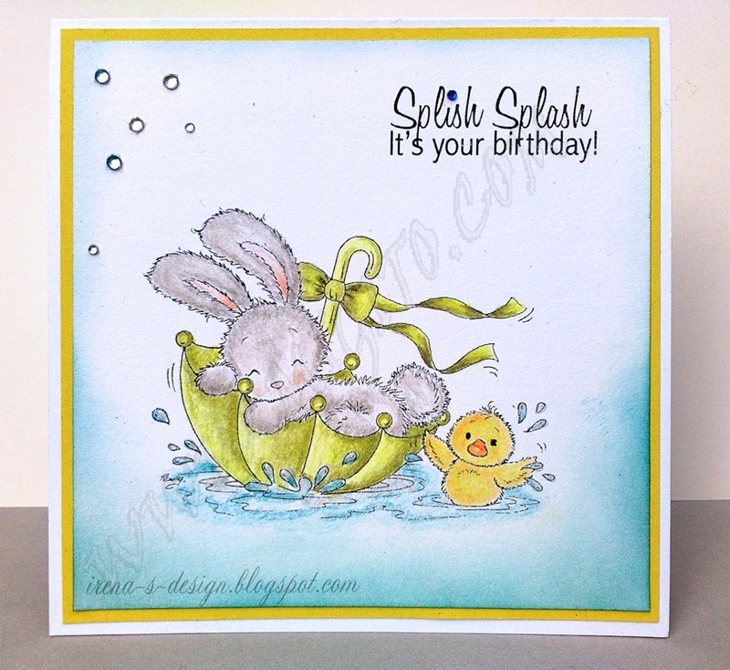 Детска картичка със зайче и пиле