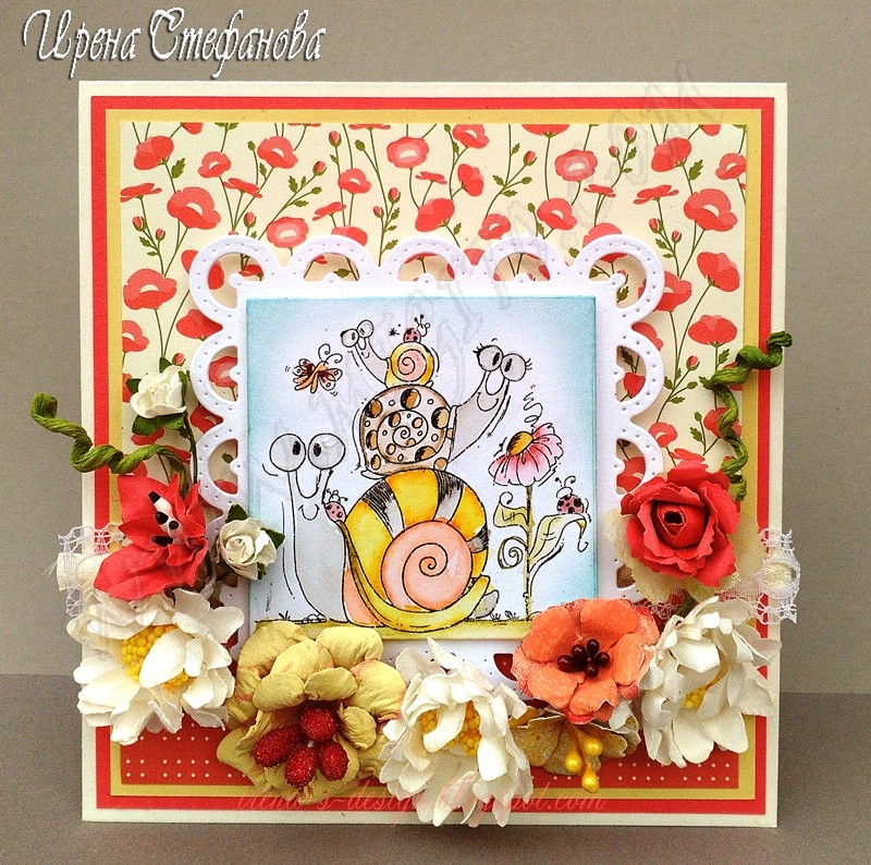 Весела поздравителна картичка с охльовчета ръчна изработка