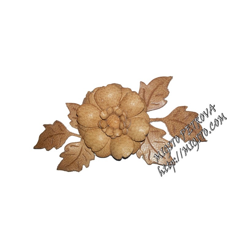 Ръчно изработена брошка естествена кожа цвете 