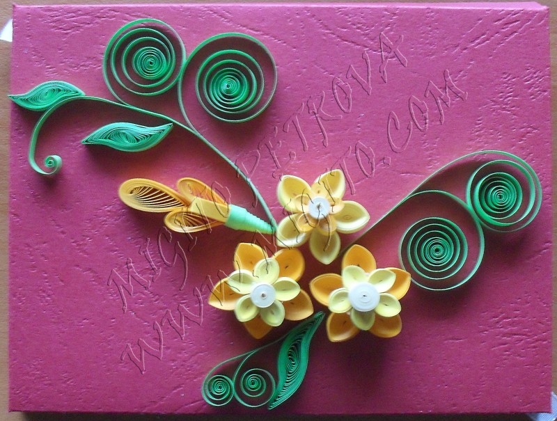 Малки  картички Ръчно изработена картичка с квилинг