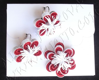 Лот червени обици и колие