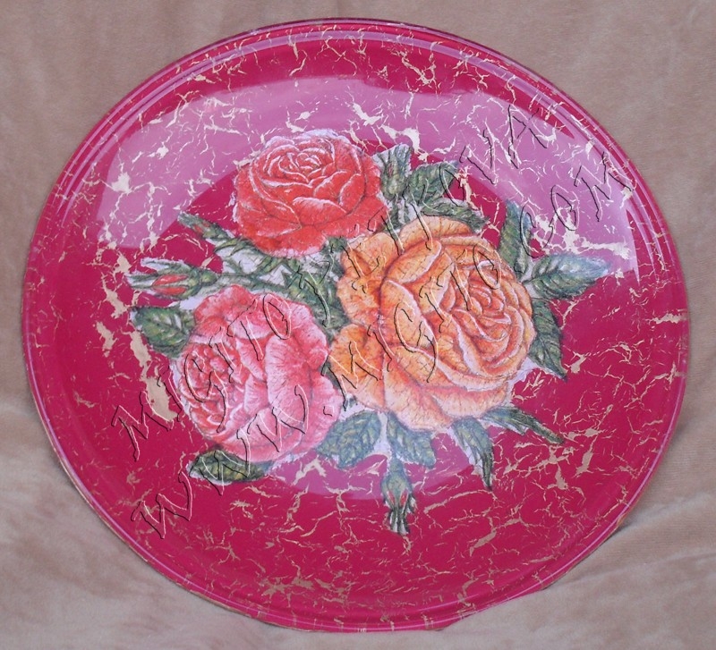 Чиния с рози декупаж