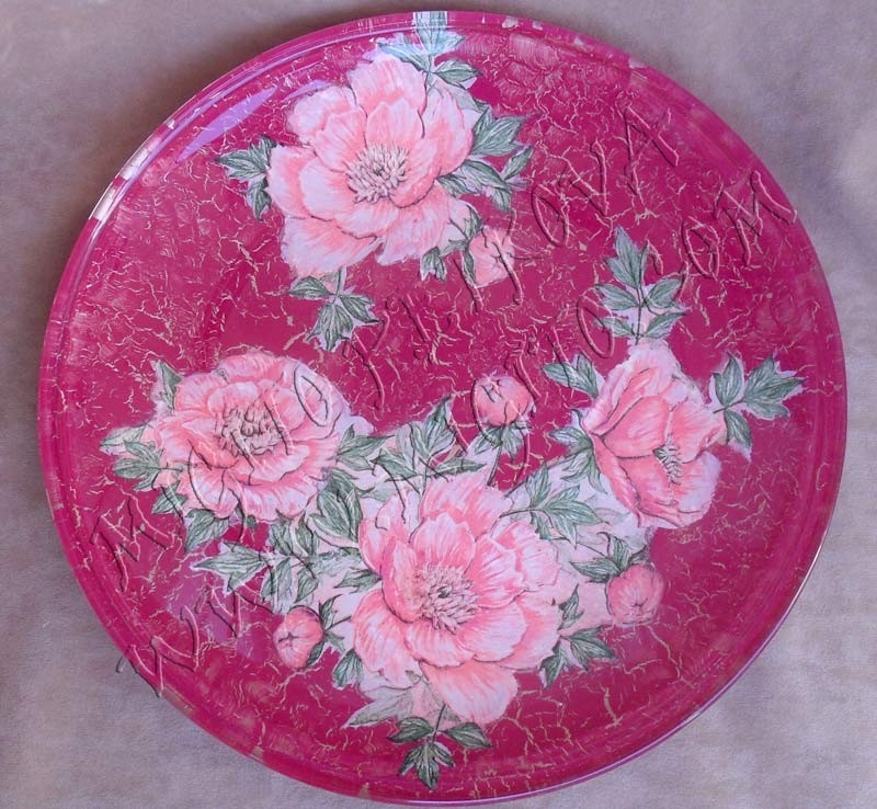 Plate with roses 3 decoupage